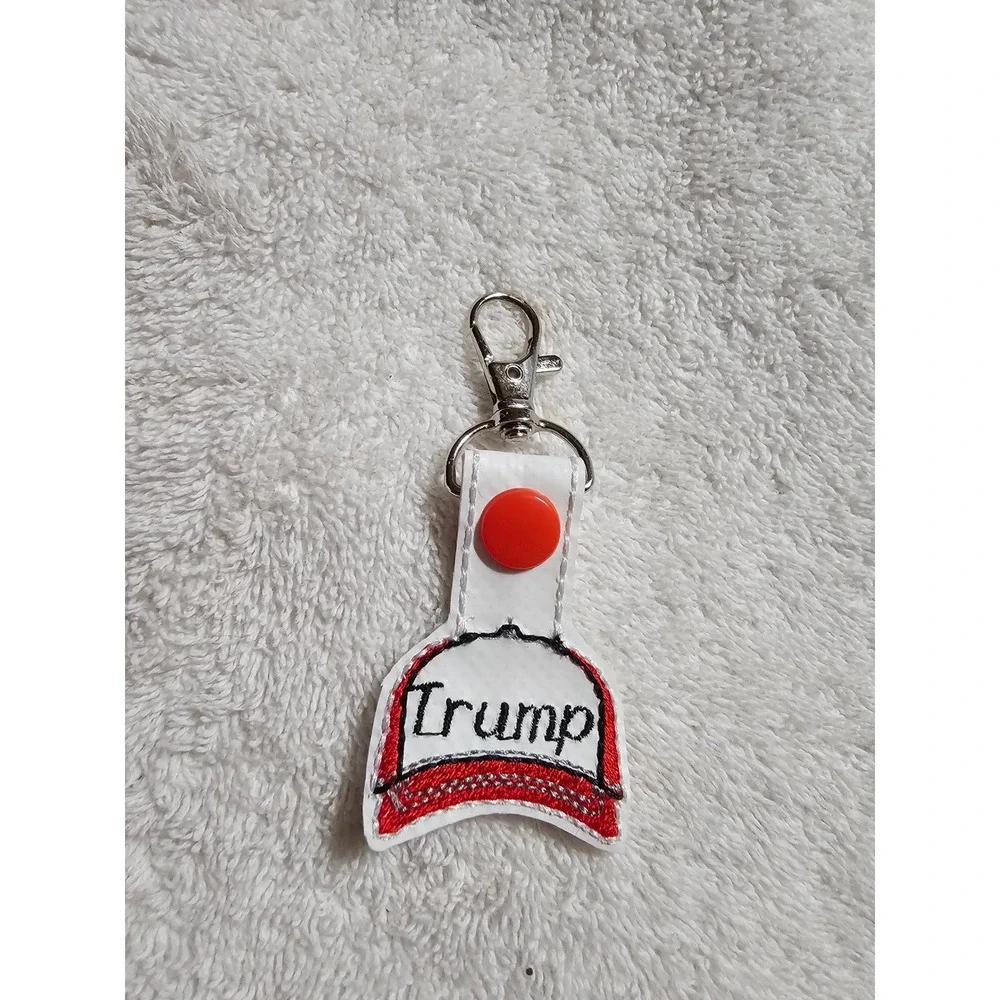 Trump Hat Keychain Embroidered Political Keyring Novelty‎ Bag Charm